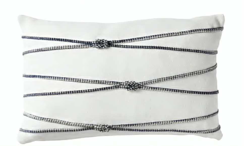 CODE_ GR29 SANTORINI ROPE 30x50 100_ Cotton. Navy Rope Detailing. Knife Edge.