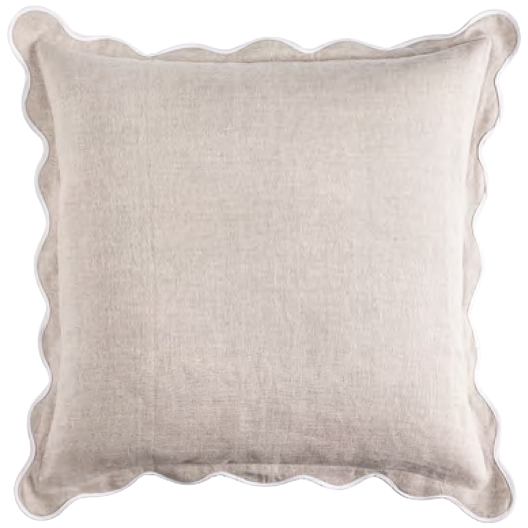 CODE_ LI226 LINEN SCALLOP SAND 55x55 100_ Linen. Scallop Edging_